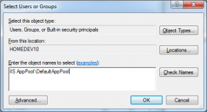 Application Pool Identify - prior to resolve